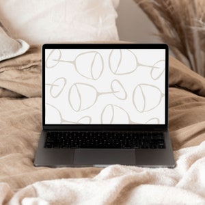 Wine Club Desktop Wallpaper Warm Neutral Glass of Wine Minimalist Laptop Background Drink Aesthetic Beige Brown Wallpaper | Instant Download