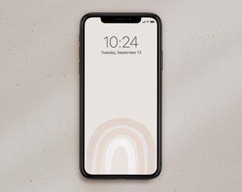 Neutral Boho Rainbow Phone Wallpaper | Pink iPhone Background (Digital Download)