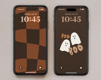 Paquete de fondos de pantalla de fantasmas espeluznantes para iPhone: Fondo minimalista de Halloween (descarga digital)