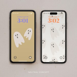 Telefoonachtergronden Spooky Ghost: minimalistische Halloween-iPhone-achtergrond (digitale download)