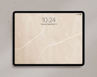 Aesthetic Ipad Wallpaper Warm Neutral Digital Tablet Background Abstract Beige Lines Ipad Wallpaper | Instant Download