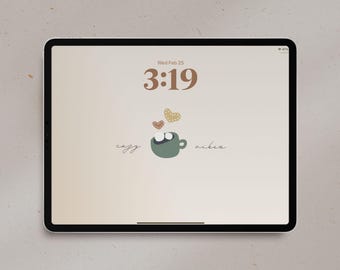 心地よい雰囲気のiPad壁紙 | ニュートラルなコーヒー愛好家向けタブレット背景（デジタルダウンロード）