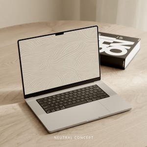 Papier peint numérique de bureau esthétique minimaliste beige clair neutre pour ordinateur portable fond d'écran lignes neutres organiques | Téléchargement instantané