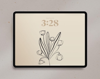 Blommig iPad-bakgrund | Neutral botanisk surfplattebakgrund (nedladdning direkt)