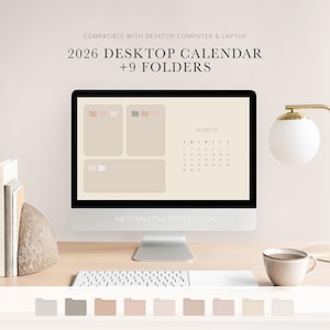 2026 Digitaler Kalender Wallpaper: Warmer Neutraler Desktop Organizer (Instant Download)