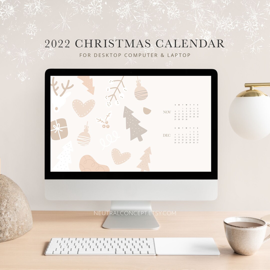 Christmas Calendar Wallpaper for Computer/laptop Winter Etsy