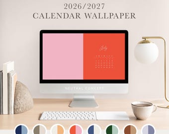 Fondo de pantalla del calendario 2026/27: Fondo de escritorio minimalista y colorido (Descarga digital)