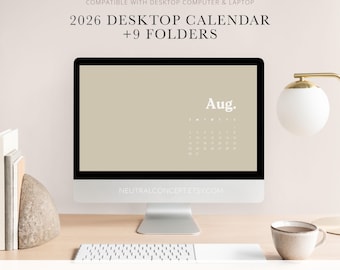 2026 Calendar Wallpaper: Minimalist Desktop Organizer (Digital Download)