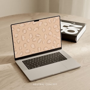 Animal Print Desktop Wallpaper: Neutral Leopard Laptop Background (Digital Download)