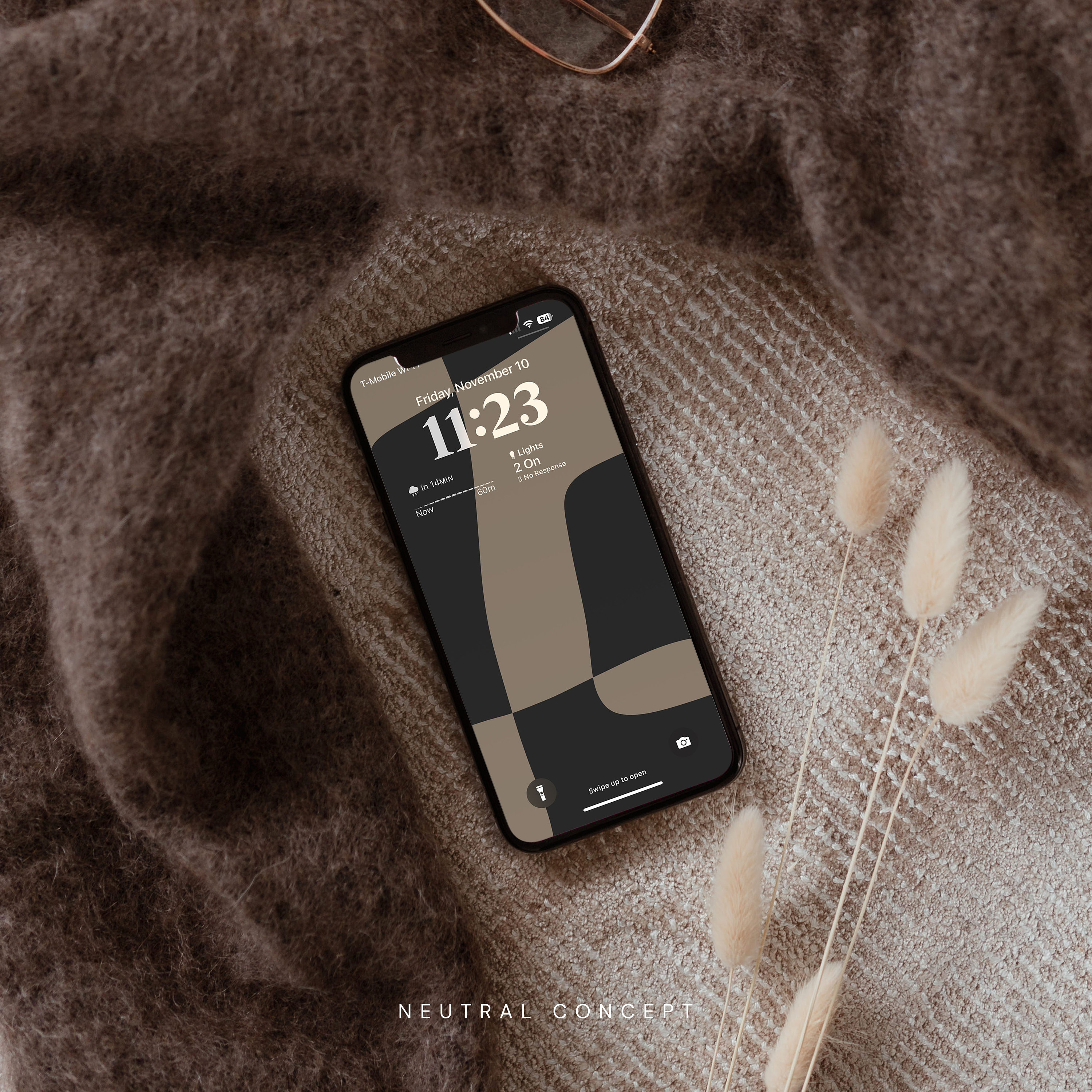 Aesthetic Phone Wallpaper Neutral Minimalist Black and Brown iPhone