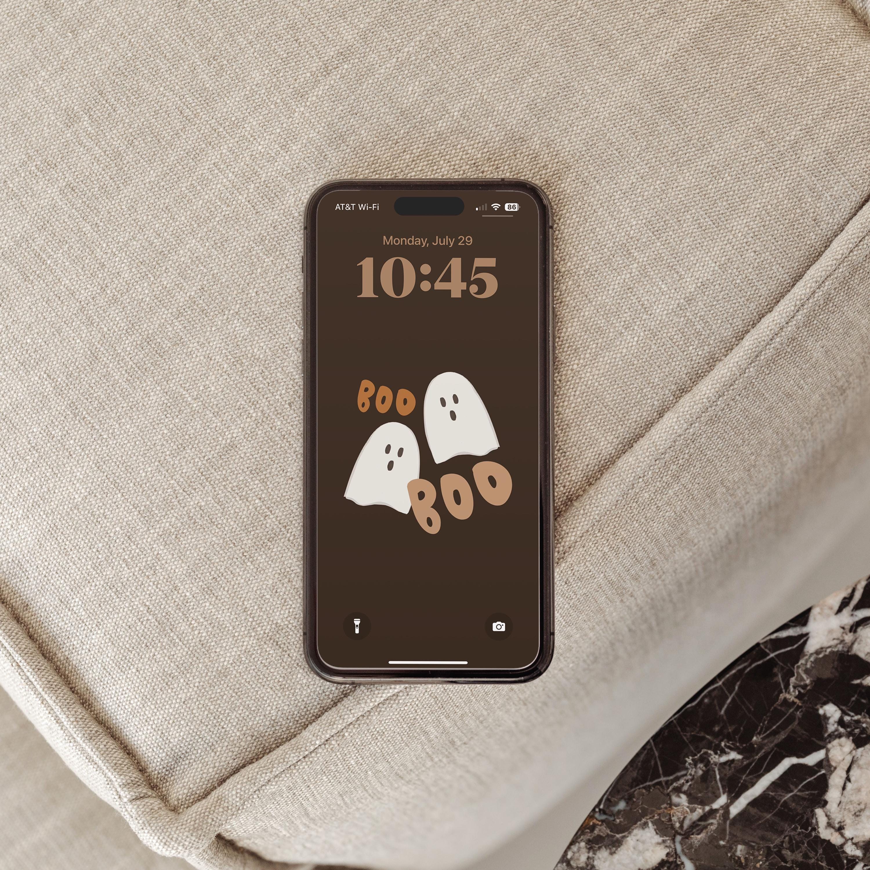Spooky Ghost Phone Wallpaper Bundle: Minimalist Halloween iPhone