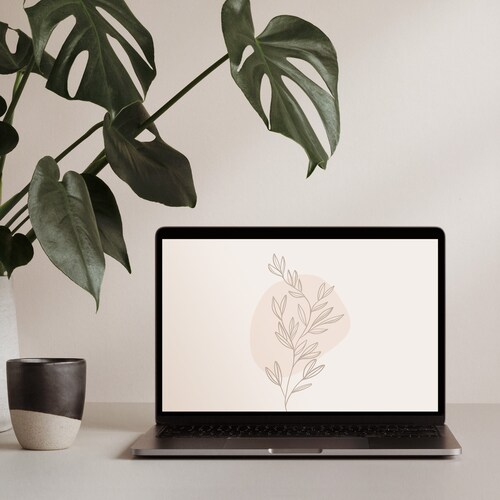 Aesthetic Desktop Wallpaper Floral Neutral Minimalist Laptop - Etsy