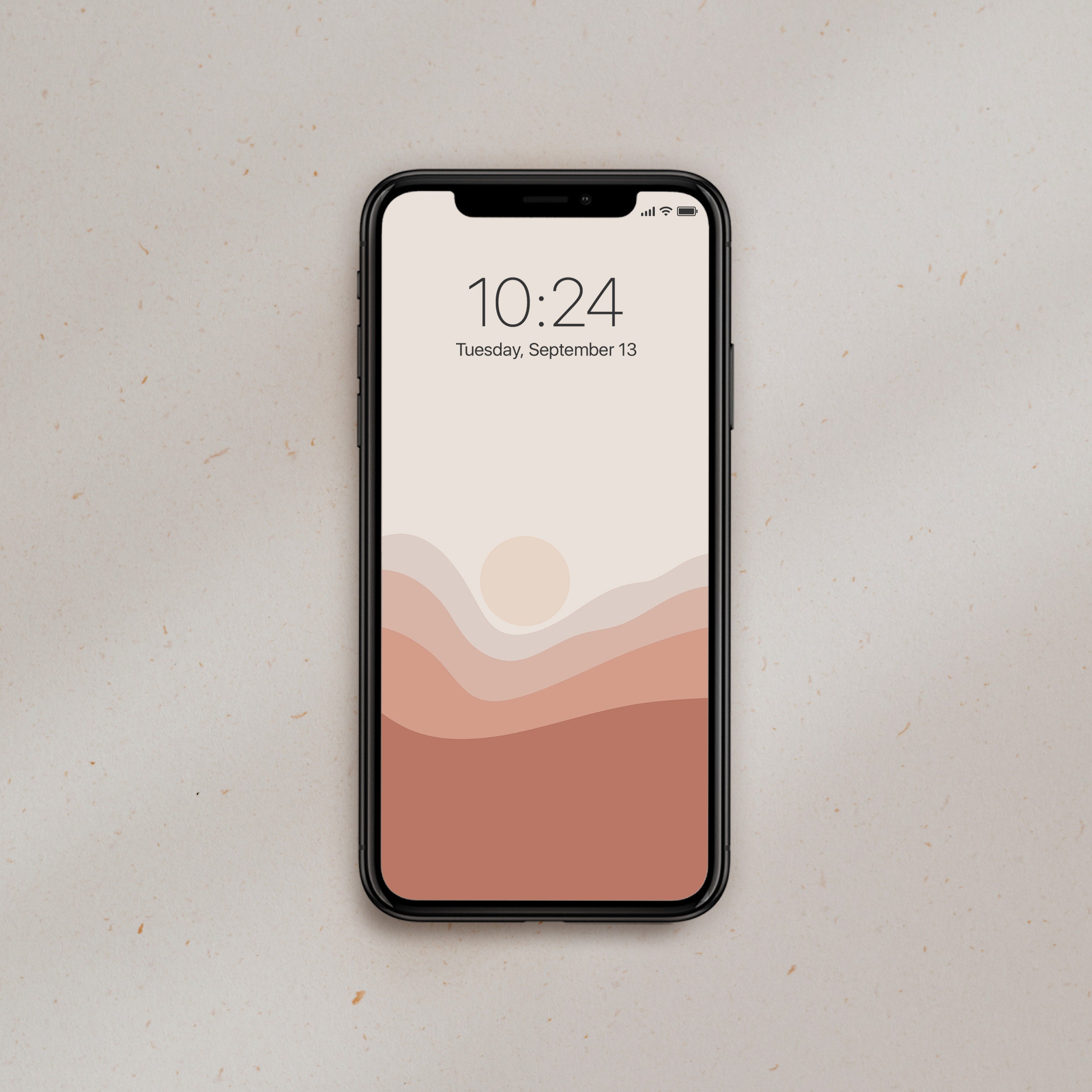 Boho Digital Phone Wallpaper Sun Horizon Wallpaper Scenery Phone Background Aesthetic Warm Sunset Neutral iPhone Screen | Instant Download
