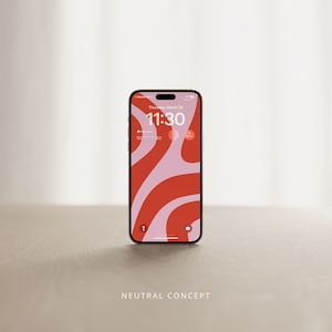 Aesthetic Phone Digital Wallpaper Modern Pink and Red iPhone Background Trendy Abstract Colorful Phone Screen  | Instant Download