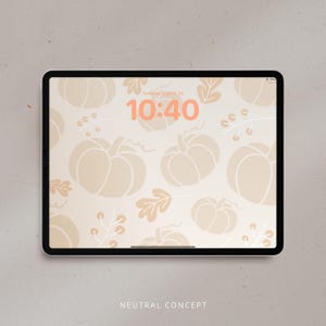 秋のカボチャのiPad壁紙：ミニマリストな秋のタブレット背景（デジタルダウンロード）