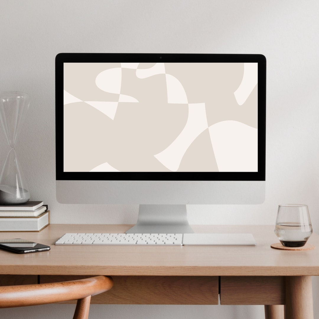 Aesthetic Desktop Digital Wallpaper Minimalist Warm Neutral Laptop ...