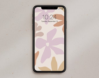 Floral Phone Wallpaper: Pink Organic Flowers Screen (Digital Download)