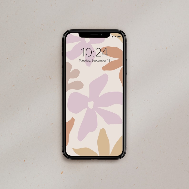Floral Phone Wallpaper: Pink Organic Flowers Screen (Digital Download) image 1