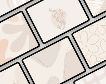 Varm Neutral iPad Bakgrund: Abstrakt Blommig Surfplatta Bakgrund (Set om 12, Digital Nedladdning)