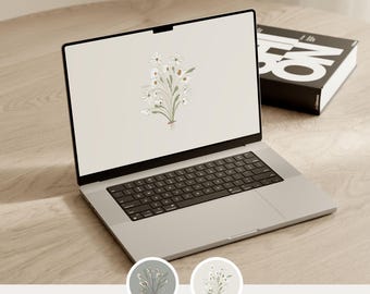 Fondo de pantalla de ramo floral / Estética neutra (Descarga instantánea)