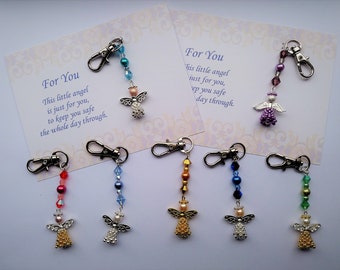 Beaded Angel Keychain Guardian Angel Bag Charm Purse Charm Keyring