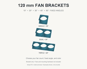 120mm Angled PC Fan Bracket | 10–90 Degree Fixed Angles | Single & Multi-Fan