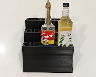 Soda Shop Syrup Rack - Wall Mount Flavor Syrup Holder - Fits Torani 25.4 Ounce Bottles