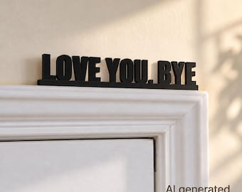Black PLA Door Trim Sign, Love You Bye, Entryway Decor (7.87 Inch)