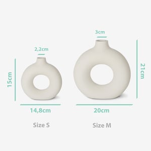 Ceramic donut vase beige handmade round vase as a modern decoration in Nordic style, boho vase matt also for dried flowers image 4