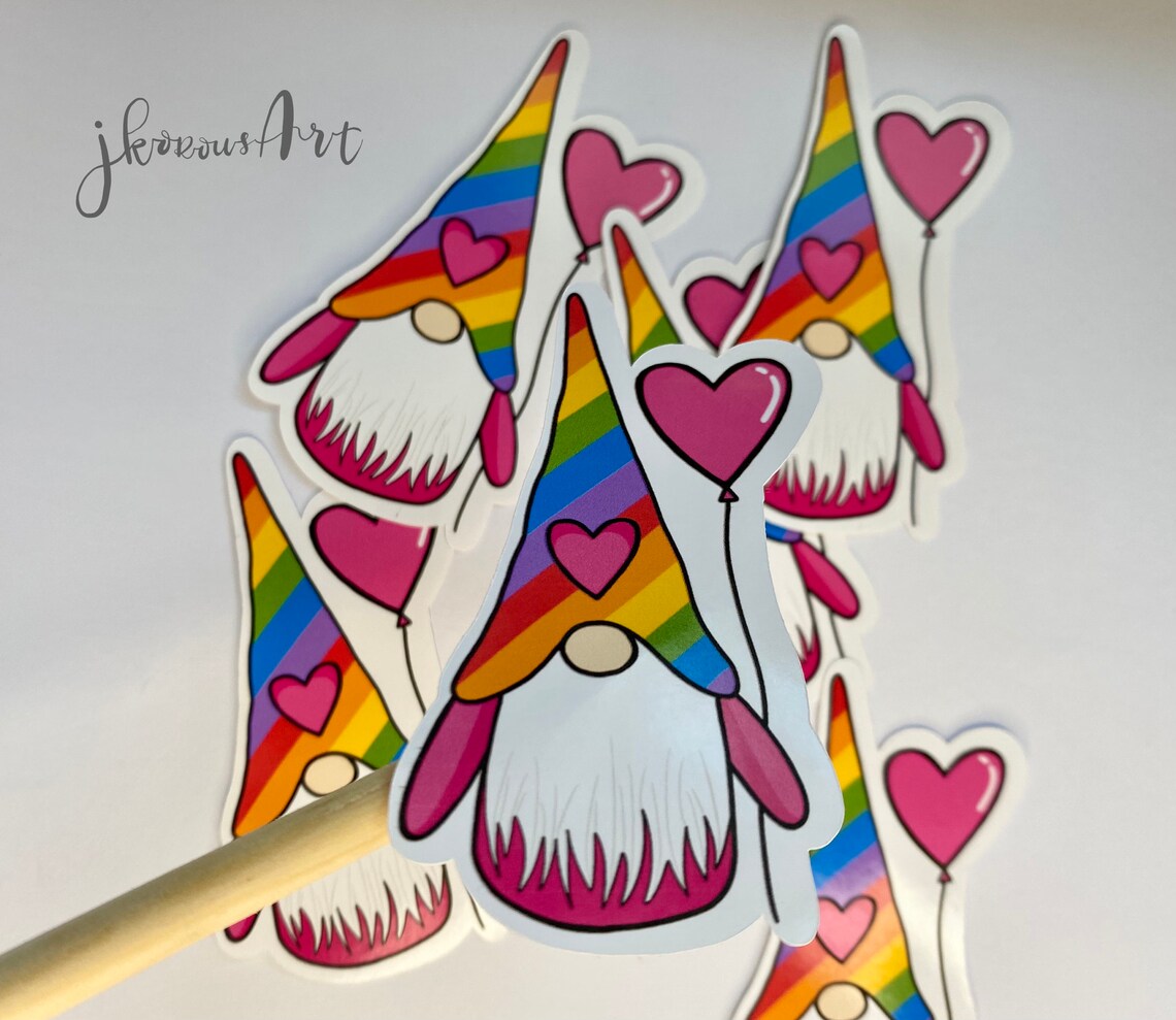 Rainbow gnome sticker gnome sticker rainbow sticker journal  etsy