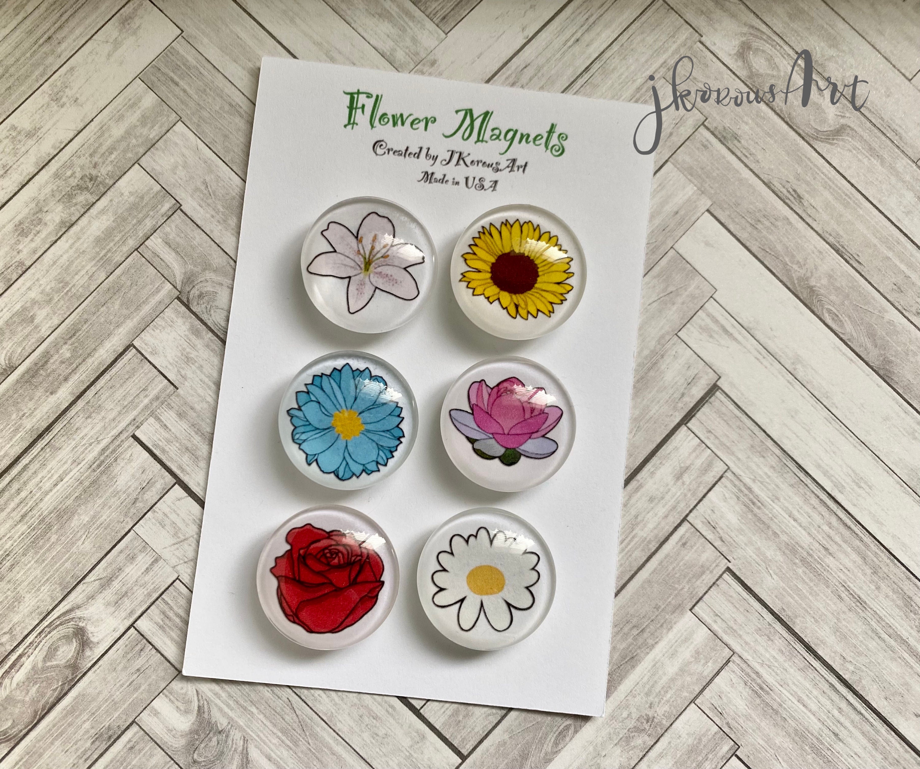 Flower fridge 1 inch round glass Cute Fridge Etsy