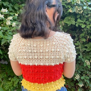 Blouse with 3 Colors, Colorful Blouse, striped knit blouse for women, chunky trendy woman blouse, rainbow knitting, woman style, street wear image 4