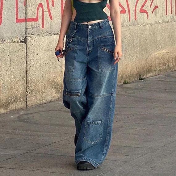 Buy Vintage Cargo Pants Baggy Jeans Women Fashion 90s Streetwear Online in  India  Etsy