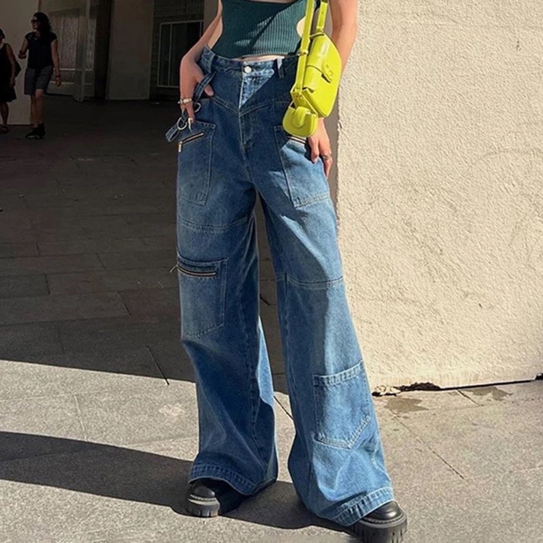 Vintage 90s Baggy Pants Woman Low Rise Jeans Y2K Wide Leg - Etsy