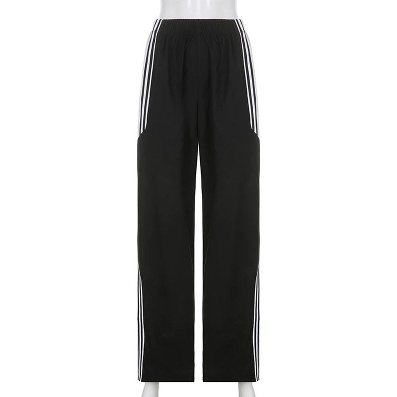 Black Side Striped Pants Baggy Track Pants Swishy Pants 90s - Etsy