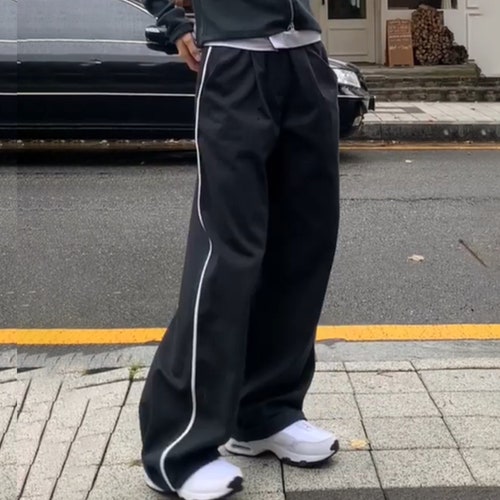 Y2K Striped Pants Baggy Track Pants Swishy Pants 90s Elastic Etsy