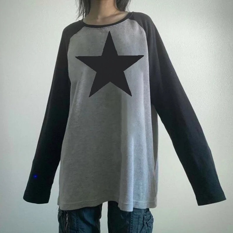 Star Print Kawaii Harajuku Oversized Tshirt Y2K Pullover Etsy