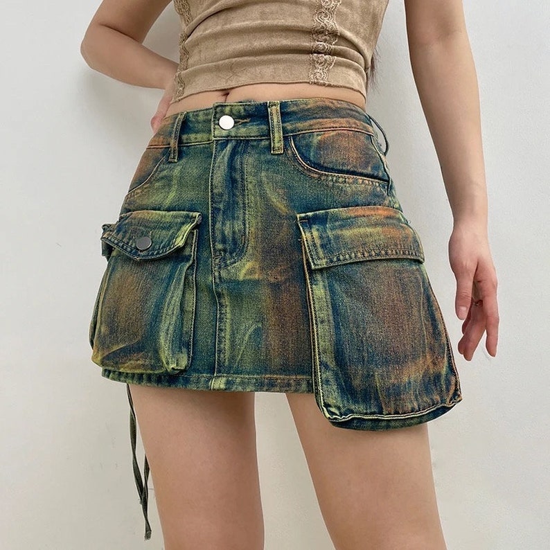 Y2k High Waisted Mini Skirt/ Cargo Mini Skirts/ 90s Harajuku Etsy