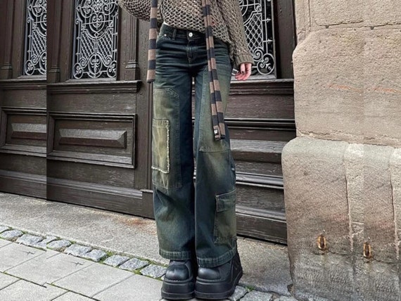 Y2K Vintage Jeans Low Waist Straight Cargo Pants for Casual - Etsy