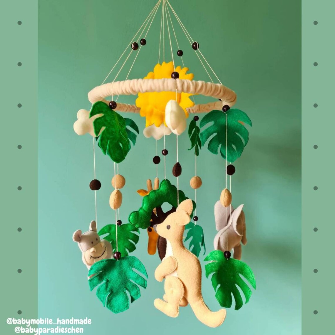Baby Mobile Safari mit Nilpferd Elefant Känguru und Giraffe Etsy.de