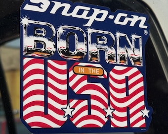 Snap-On Born In The USA - Vinyl 3M™ Bumper Sticker - **Made In USA**
