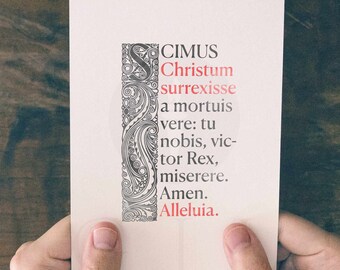 Carte de Pâques religieuse : « Le Christ en effet de la mort est ressuscité » Carte de vœux de prière de Pâques catholique romaine en latin (téléchargement numérique) (A6)