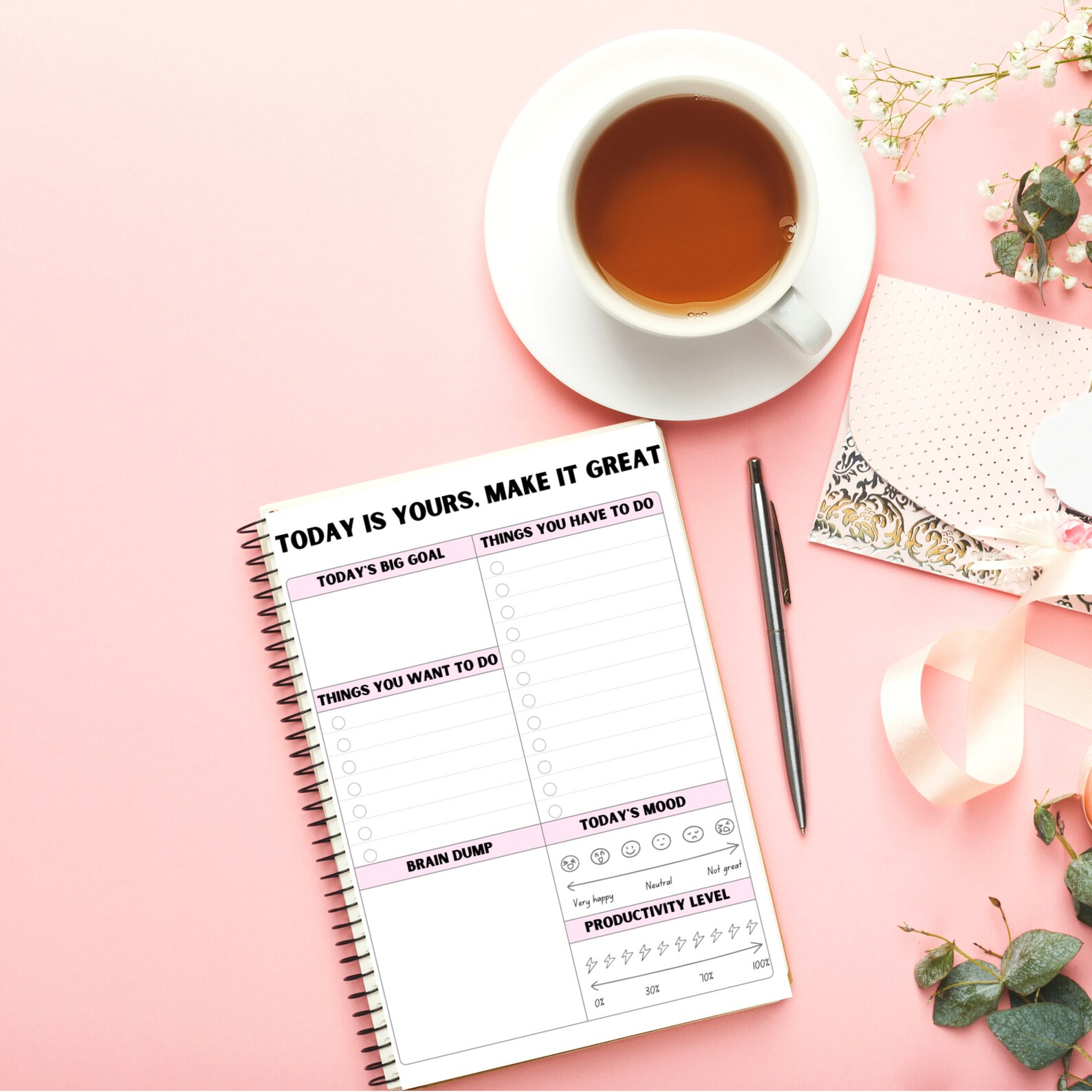 Motivational Daily Planner Printable Digital PDF to Do Etsy