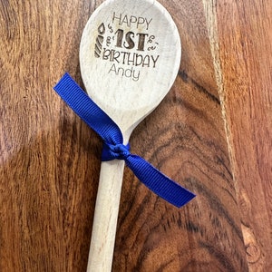 Birthday engraved wooden spoon custom perfect for cake smash or as party favors
