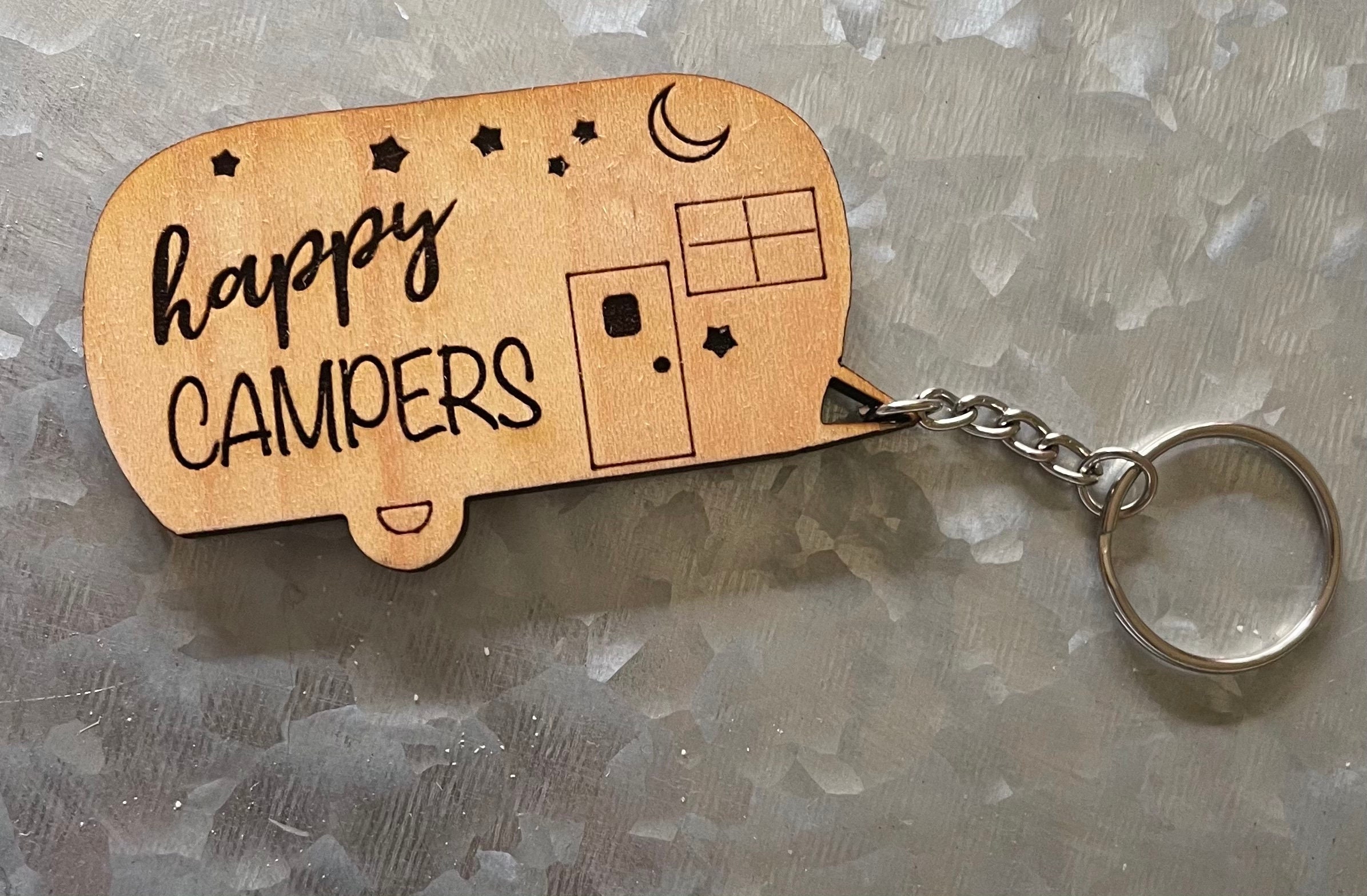 Happy Camper Cut File Camping KeyChain SVG cut file. Perfect | Etsy