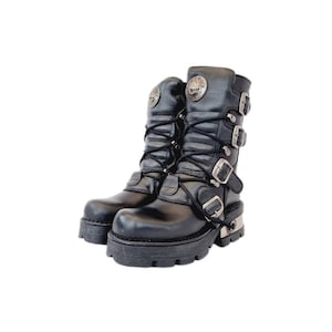 NEWROCK　ミリタリーブーツ 黒 ハイカット レザー Amazon.com | New Rock NEWROCK 107-S1 Red Skull Devil Black
