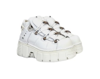 EU 39 / UK 6 White New Rock Tower Ankle Boots Kawaii Pastel Goth Cosplay Harajuku Decorakei Platform Sneakers Platforms Trainers Shoes