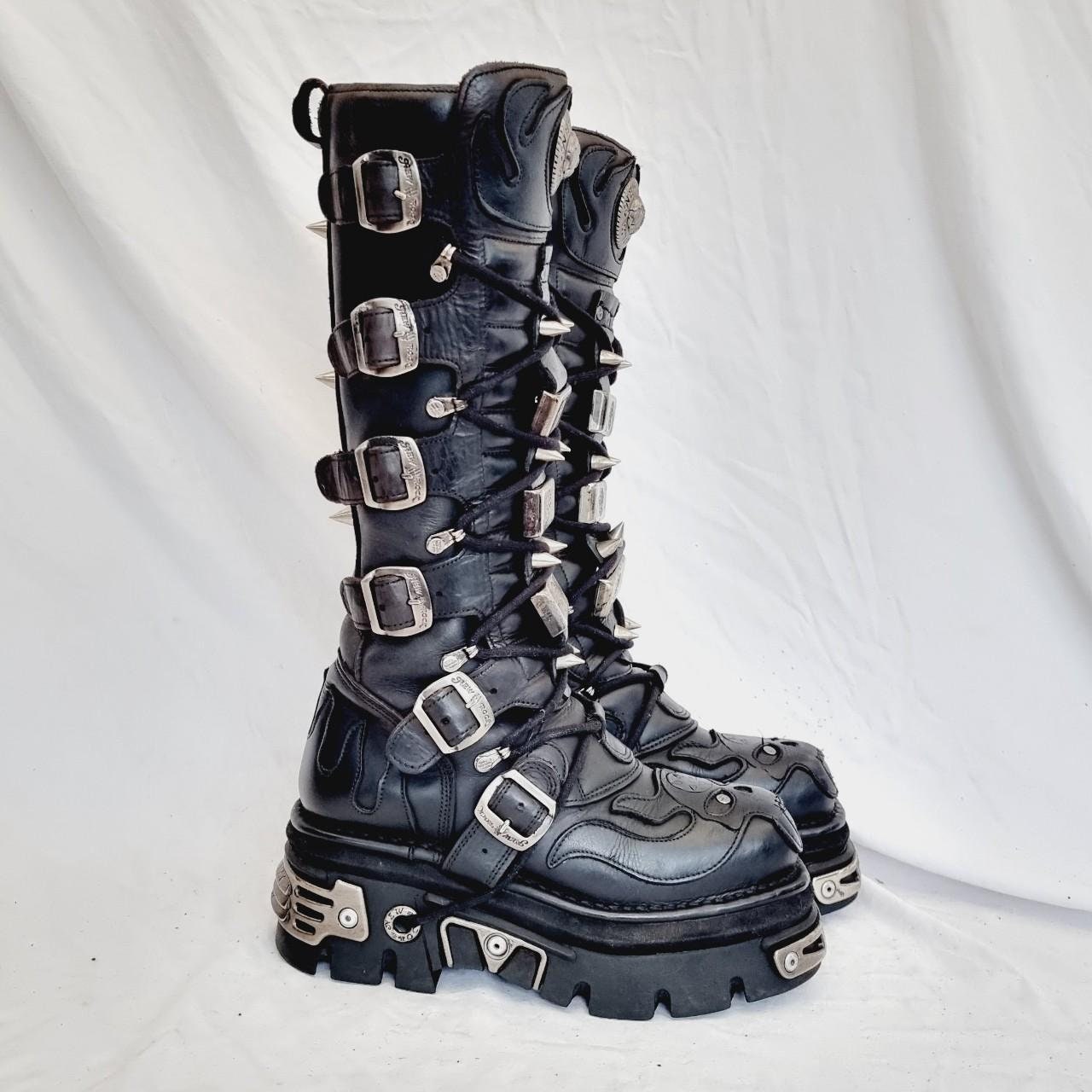 【NONCODE】Torach leather strap boots Spike Boot Strap Premium Leather Chain Punk Heels Gothic
