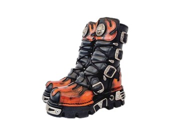 Dr martens shop red flame boots