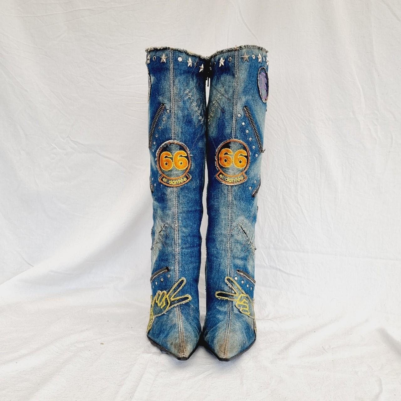 archive vintage 90s El Dantes サンダル 39 EU 39 / UK 6 El Dantes Light Blue Denim Rare Vintage 90s Y2K
